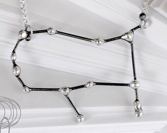 Sterling Silver Gemini Constellation Necklace: Zodiac Jewelry