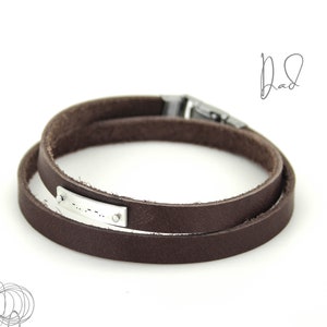 Pulsera de cuero con joyas de código Morse, regalo único para papá en plata esterlina con código Morse, regalo para papá primerizo