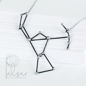 Orion Constellation Large Star Map Halskette oxidiertes 925er Silber Astronomie Geschenk Einzigartige griechische Mythologie feinen Schmuck