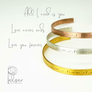 Morse Code Jewelry, I Love You Morse Code Bracelet Custom, Unique Fine Jewelry Cuff Bracelet, Hidden Message Bracelet Secret Love Morse Code