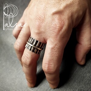 Oxidized Wavy Ring, HANDMADE Sterling Silver Cool Rings For Men, Mid Century Modern 30th Birthday Gift For Men