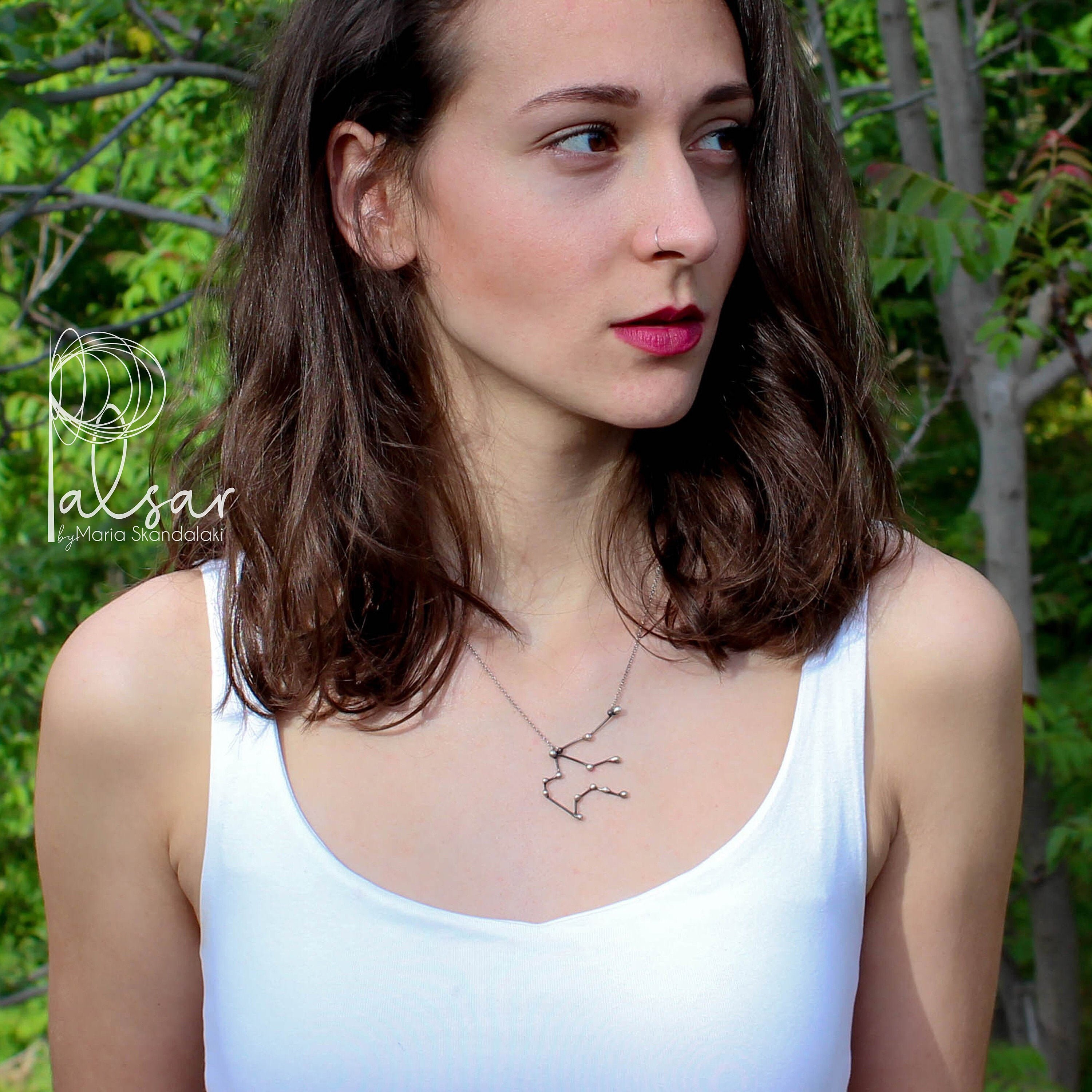 Aquarius Zodiac Sign Necklace Large 