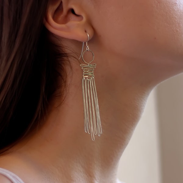 Greek Statue Caryatids Earrings, Artistic Earrings, Unique Fine Jewelry, Long Supersize Earrings, Drop style Earrings, Ancient Greek art