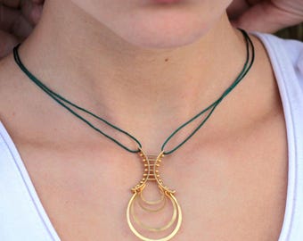 Albasten druppelketting, boho minimalistische kinetische geometrische handgemaakte sieraden, vergulde 925 zilveren oude Griekse culturele ketting