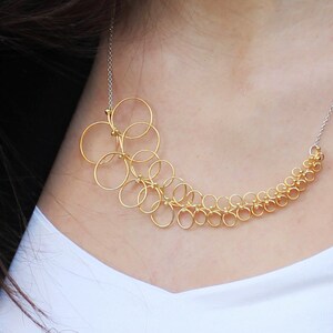 Gold Plated Sterling Silver Circle Necklace: Geometric Infinity Pendant