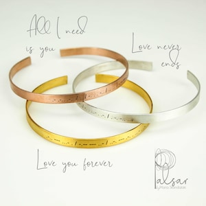 I Love You Morse Code Bracelet, Morse Code Jewelry Hidden Message Bracelet, Cuff Sterling Silver Bracelet 30th Birthday Gift For Women