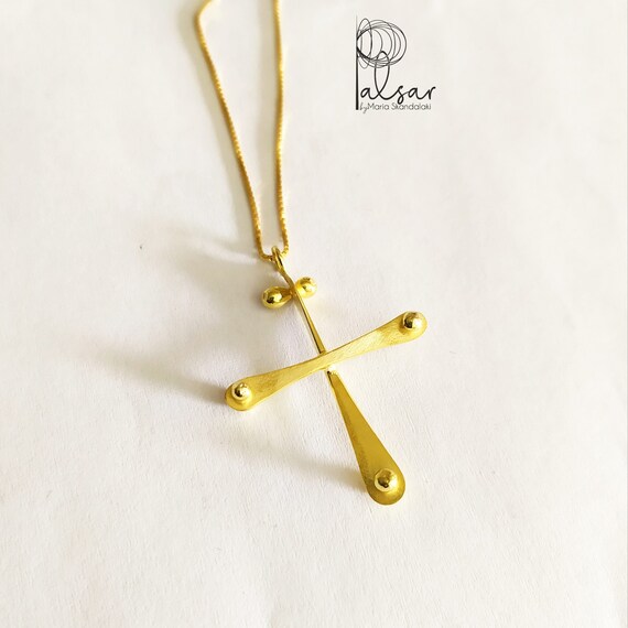 Gold Plated Sterling Silver Crucifix Necklace: Modern Christian