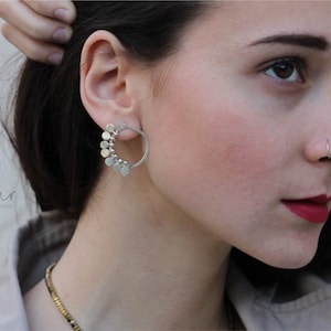 Hammered Sterling Silver Circle Hoop Earrings: Geometric Studs