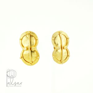 Mycenaean Shield Stud Earrings, Handmade Ancient Greek Jewelry Inspiration, Gold Plated Sterling Silver Unique Artisan Jewelry Gift for Her