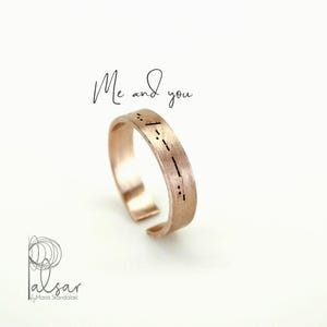 Morse Code Ring, MORSE Code Jewelry Hidden Message Ring, Open Band Ring, Rose Gold Sterling Silver Personalized Ring, Cool Rings For Women
