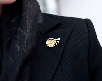 Gold Lapel Pin Art Deco Jewelry, Greek Architecture Silver Brooch 50th  Birthday Gift For Women, Ionic Ancient Greek Art Unique Fine Jewelry