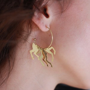 Parthenon Horses Earrings Kinetic Jewelry, Horse Lovers Kinetic Earrings, Aesthetic Earrings 40th Birthday Gift For Women