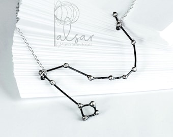 Draco stjärntecken halsband i sterlingsilver, stort handgjort stjärnteckenhänge