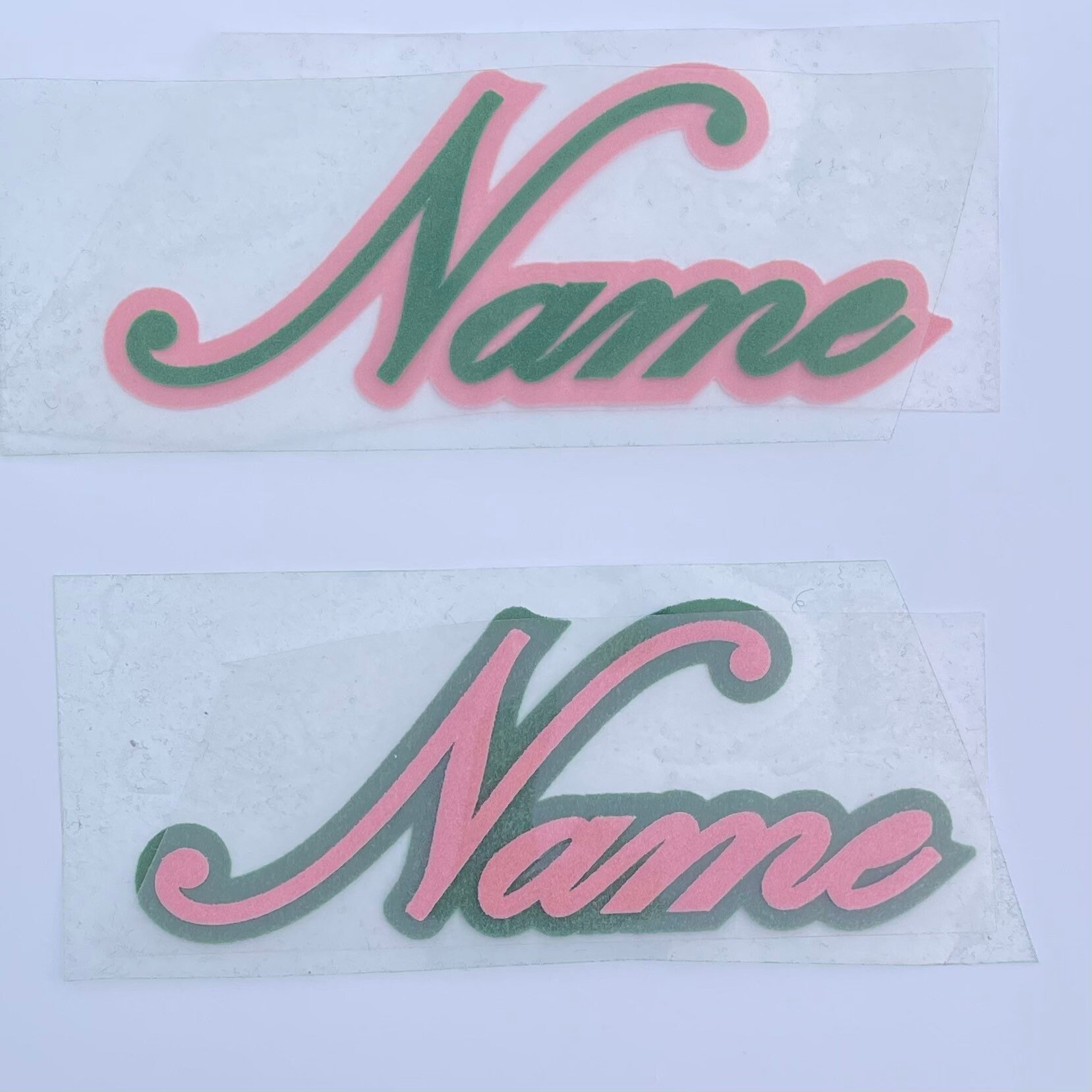 Pink on Green Ironon Name Patch Etsy