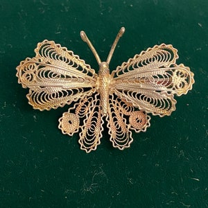 Silver Filigree Butterfly Brooch