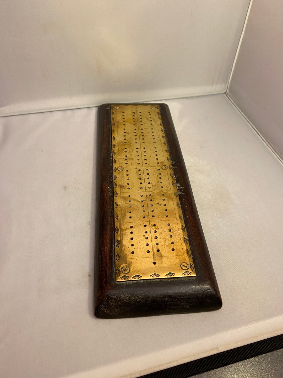 Heavy Brass and Wood Cribbage Board Etsy UK