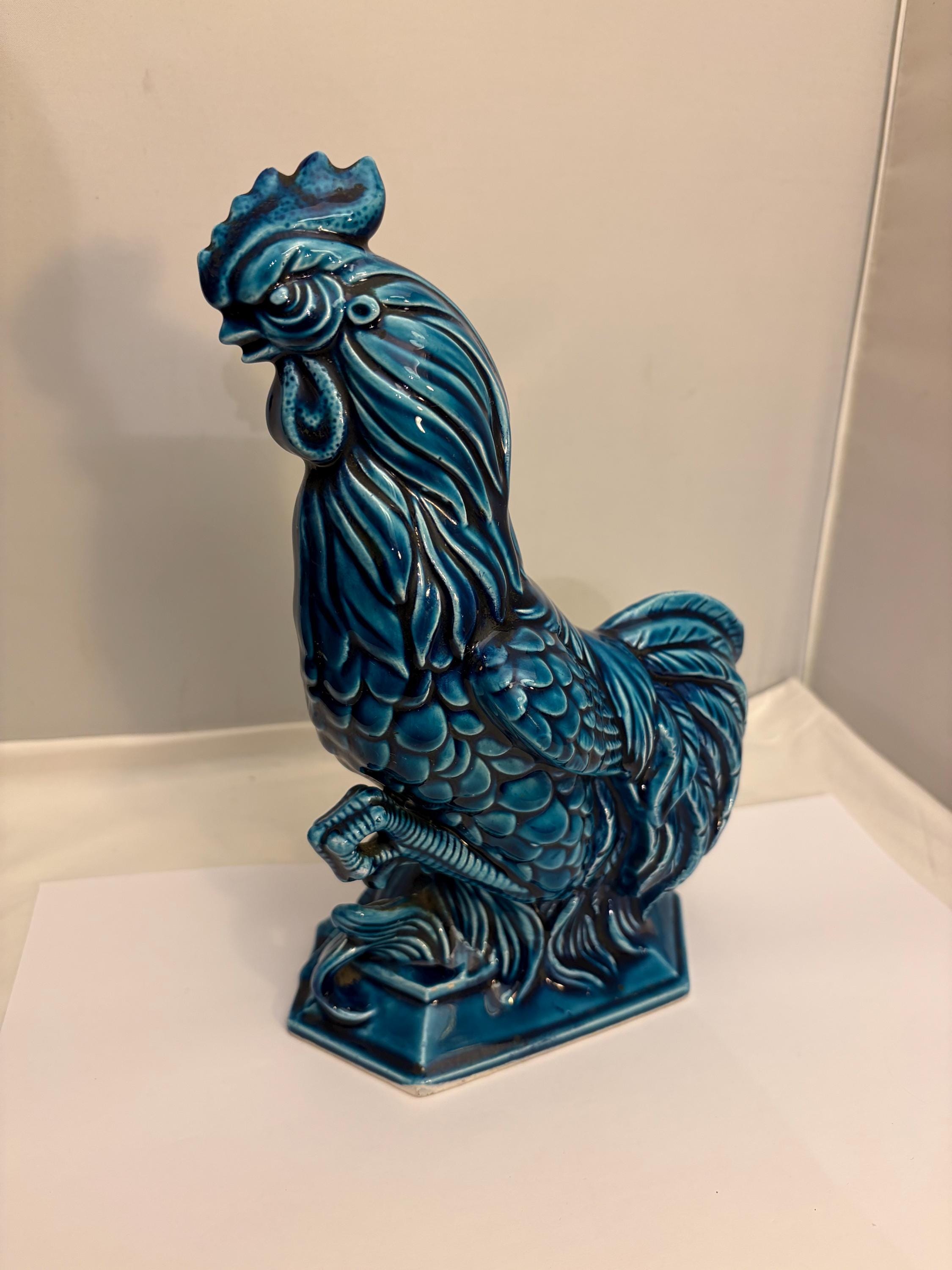 青磁 鶏 置物 Inarco Japanese Blue Rooster - Etsy