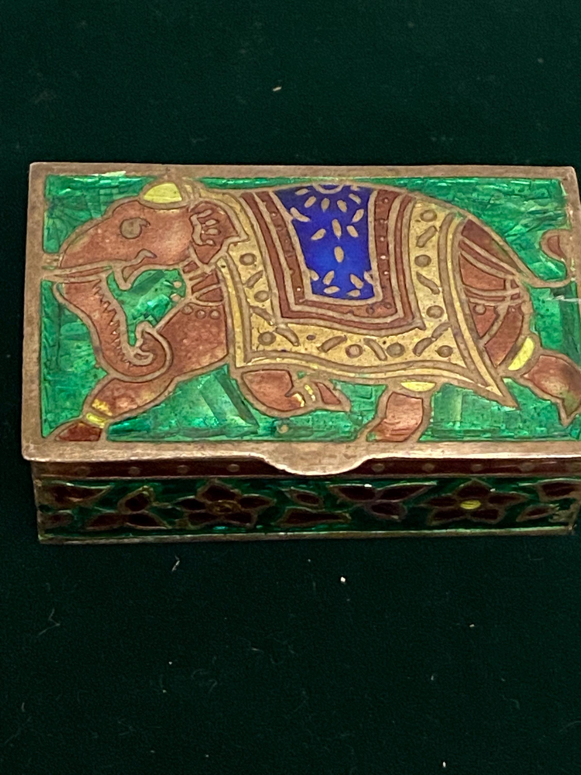 Silver Enamel Elephant Box - Etsy