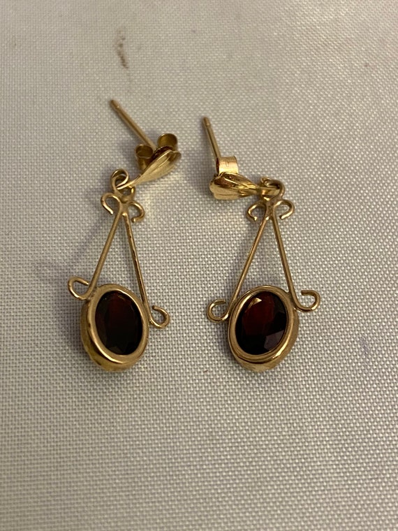 9ct Gold Garnet Drop Earrings 280ct  Lillicoco