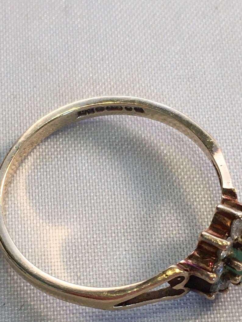 9ct Gold Diamond and Emerald Ring