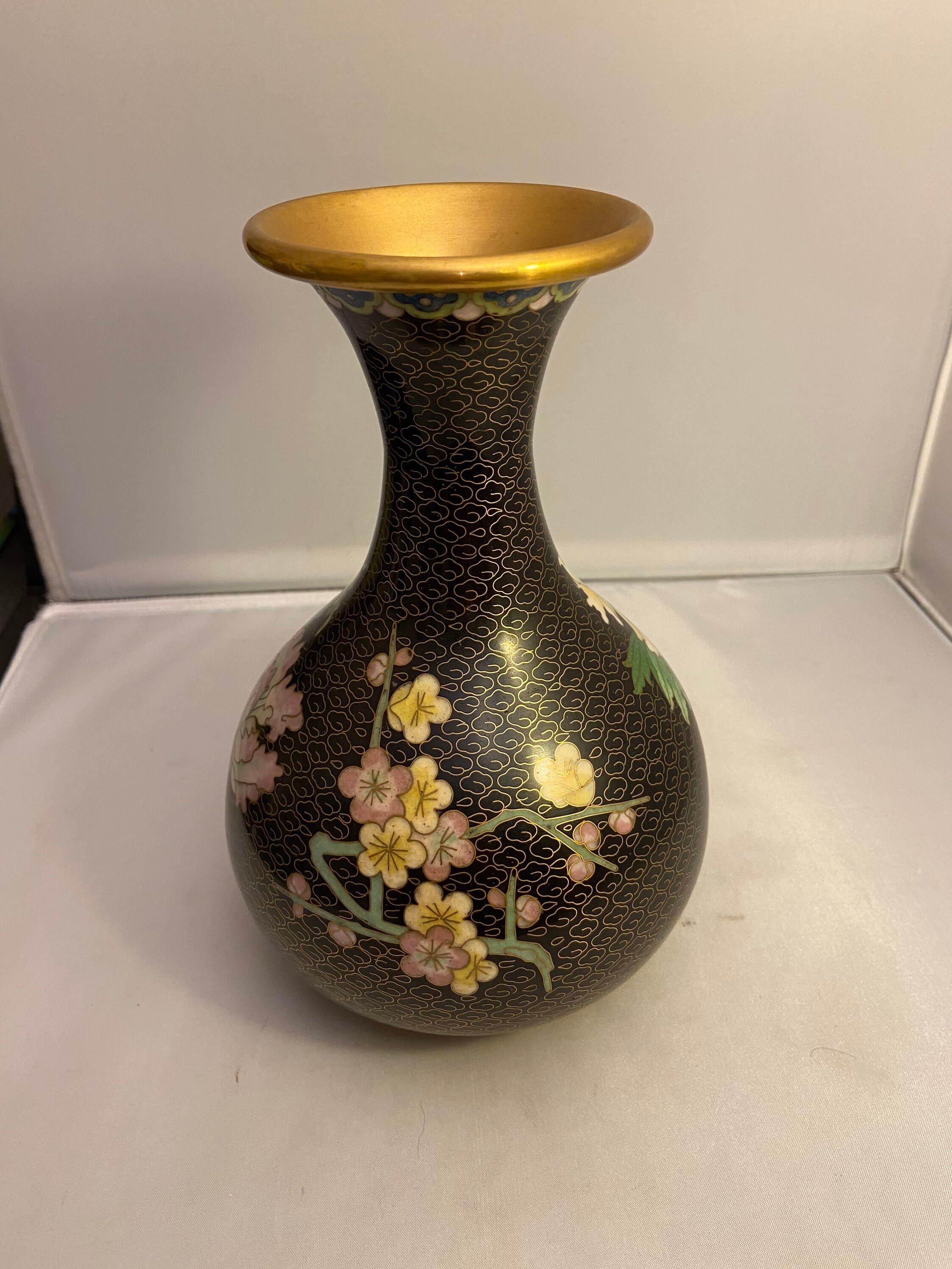 大きめ 七宝焼 花瓶 中国 中国七宝焼 大きめの花瓶