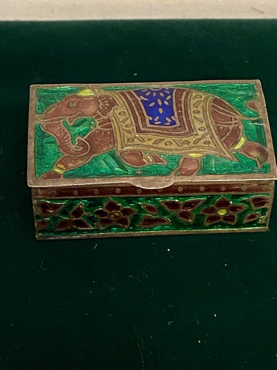 Silver Enamel Elephant Box - Etsy