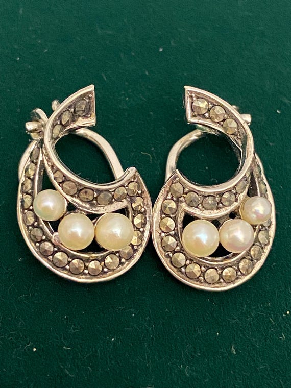 Boucles d'Oreille Argent et Marcassite Margaret | EXCALIBUR Bijoux