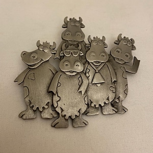 JJ Pewter Cow Brooch