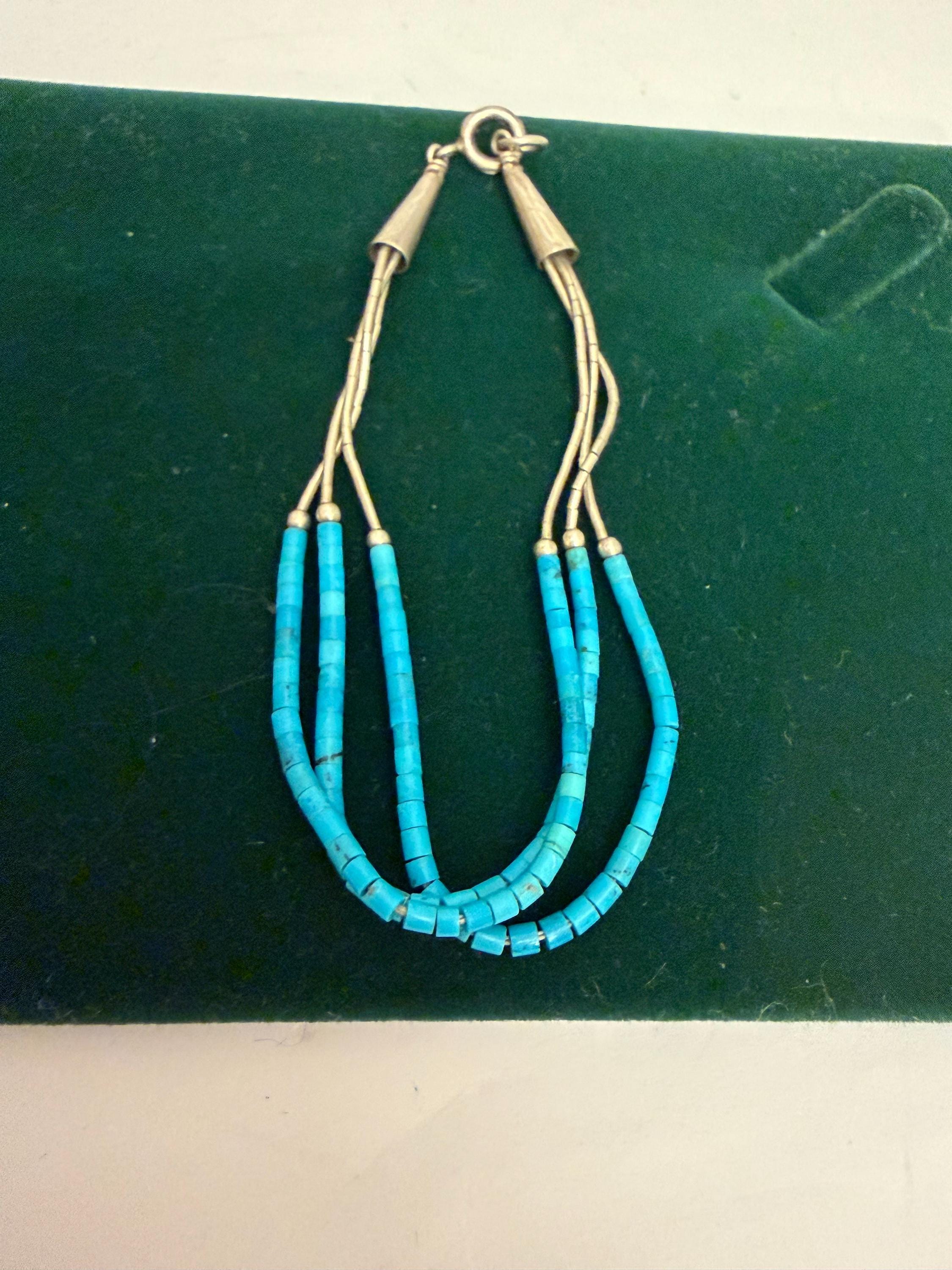 Navajo Liquid Silver and Turquoise Bracelet - Etsy
