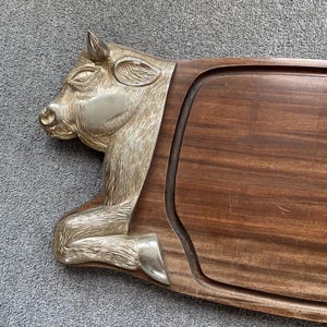 French Wooden Bull Platter