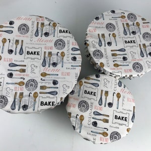 Reusable/Reversible Washable Cotton Fabric Eco-Friendly  . Gift, Kitchen (set of 3)