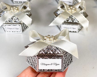 10pcs Wedding Favors for Guests, Plastic Silver Trinket Favor Box, Baby Shower Favor, Bridal Shower Favor, Birthday Favors, Thank you favors