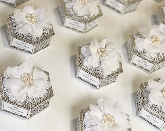 10pcs Wedding Favors for Guests, Plastic Silver Trinket Favor Box, Baby Shower Favor, Bridal Shower Favor, Birthday Favors, Sweet 16 Favors