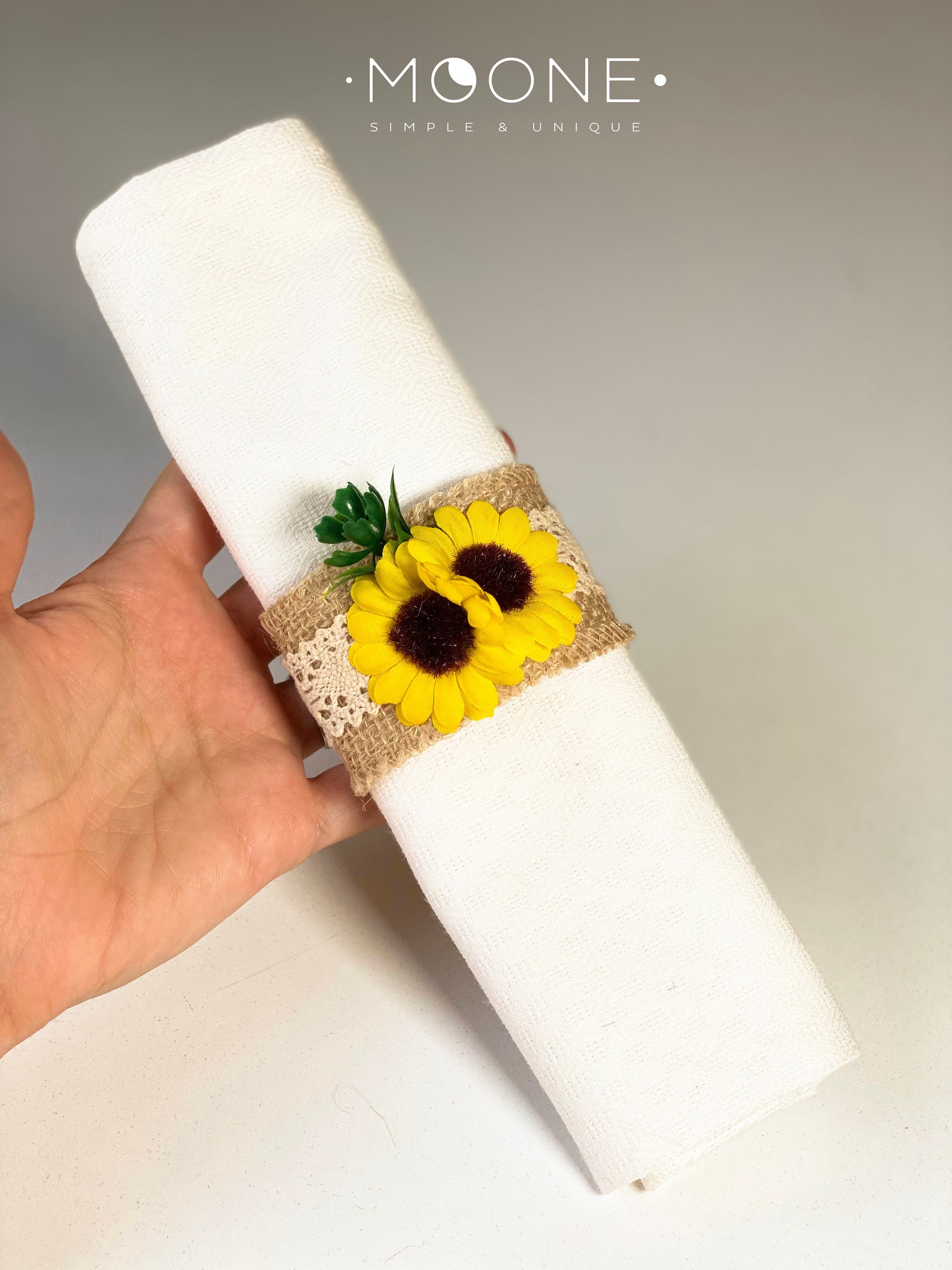 Set of 6 Sunflower Napkin Rings Sunflower Napkin Holders