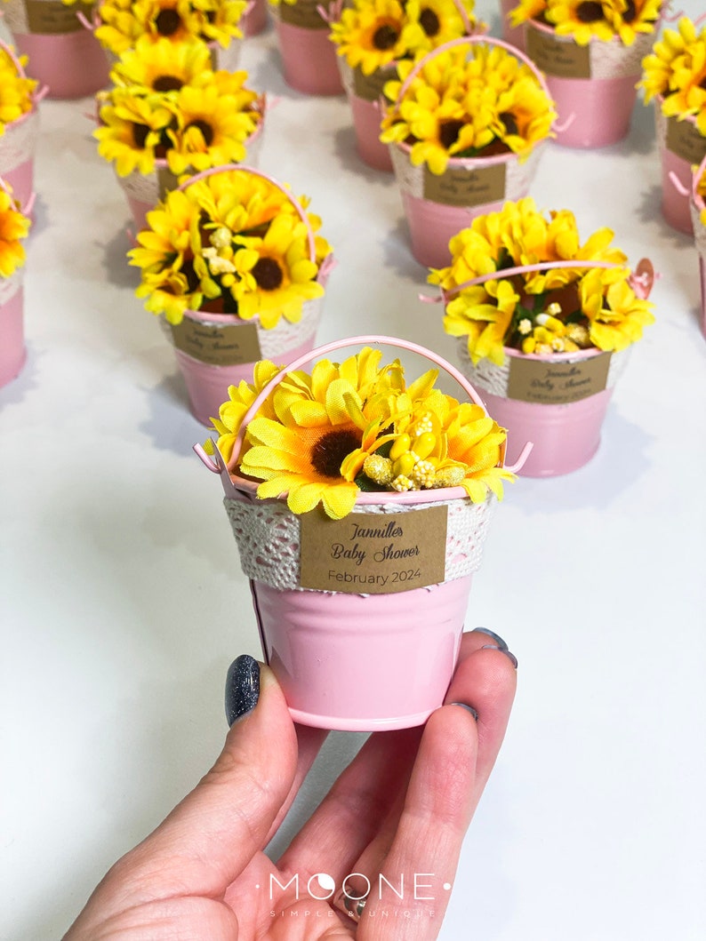 10pcs Sunflower Baby Shower Favors, Sunflower Wedding Favors, Sunflower Party Favor, Sunflower Decoration, Rustic Favors, Sunflower Birthday Pink