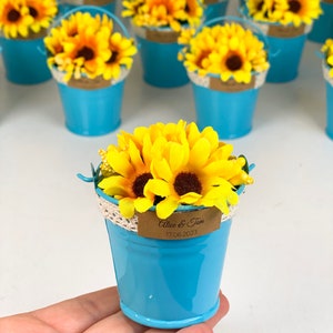 10pcs Sunflower Baby Shower Favors, Sunflower Wedding Favors, Sunflower Party Favor, Sunflower Decoration, Rustic Favors, Sunflower Birthday Blue