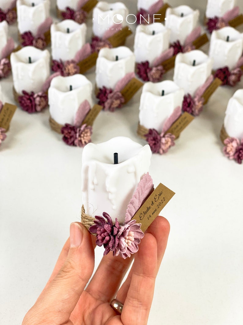 10pcs Wedding Favors for guests bulk, Candle Favors, Baptism Favor, Christening favors, Party Favors, Rustic Wedding Favors, Birthday Favors Purple/Pink Flowers
