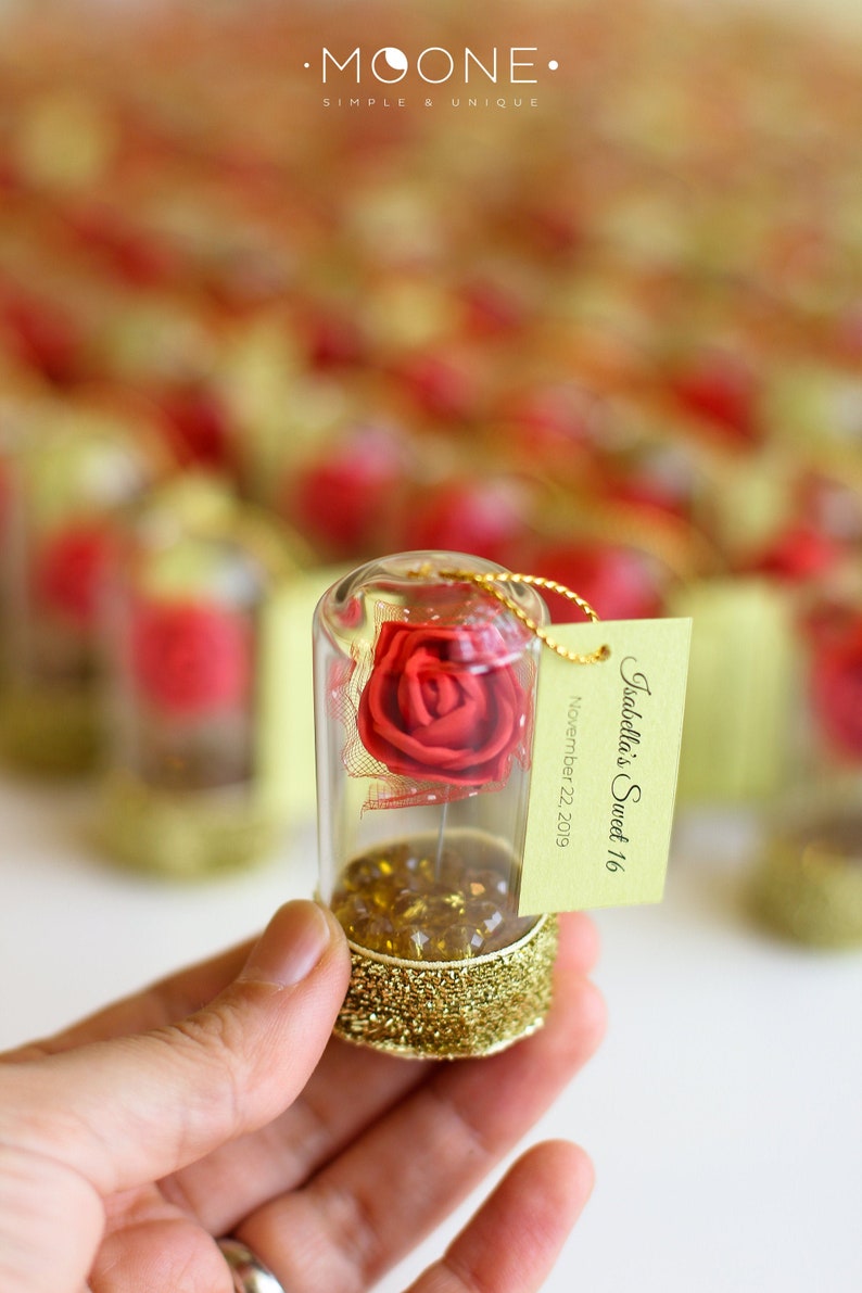 10pcs Red Rose Dome Favors Wedding Favors Beauty and the Etsy
