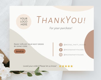 Minimalistic Thank You Business Card, Editable Thank you Card, Digital Thank you Card, Thank You For your purchase Card, Instant download
