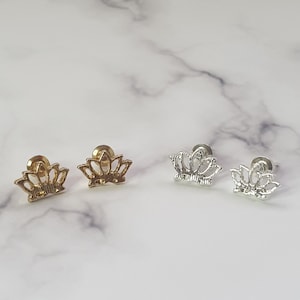 Lotus Flower Earrings | Gold/ Silver Lotus Stud Earrings | Dainty Studs