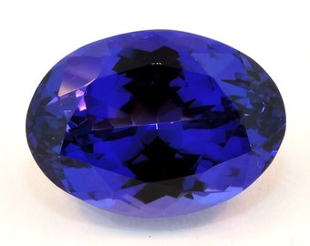 35.14 Carat Oval Cut AAA Deep Blue Tanzanite