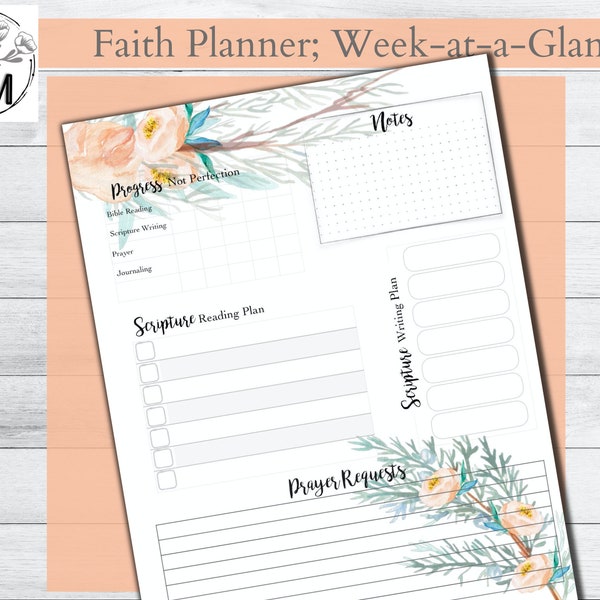 Printable Faith Planner weekly,  Fits Big Happy Planner, Prayer Tracker, Scripture writing planner, Bible reading plan, Christian planner