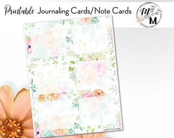 Floral Journaling Cards, Junk Journal Cards, Bible Journaling Cards, Small Note Cards, Digital, Printable, Cotton Candy Design, prayer cards