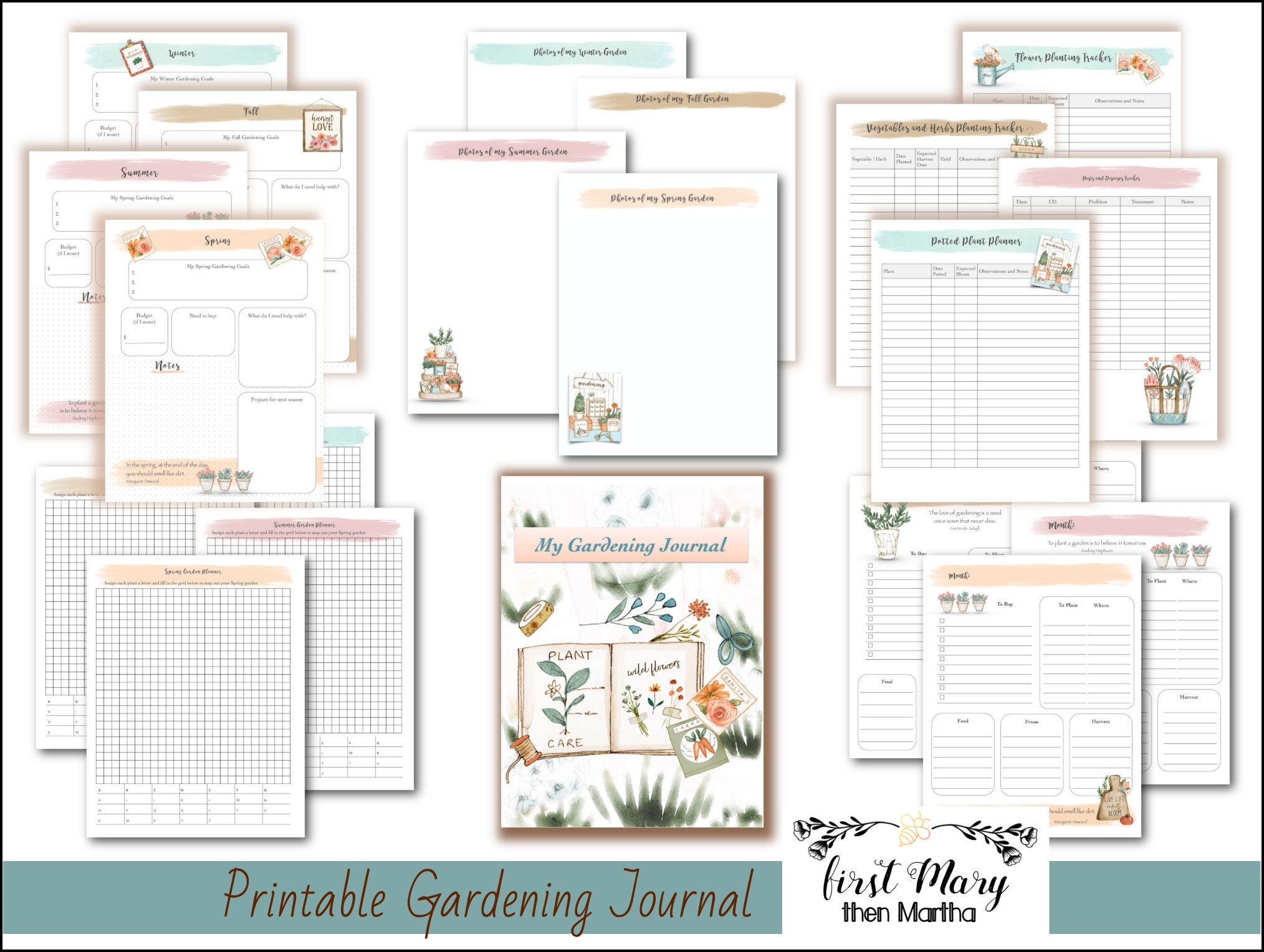 Gardening Journal, Printable 38 Pages Garden planner, Gift for Gardener, Garden Tracker, Plant Tracker
