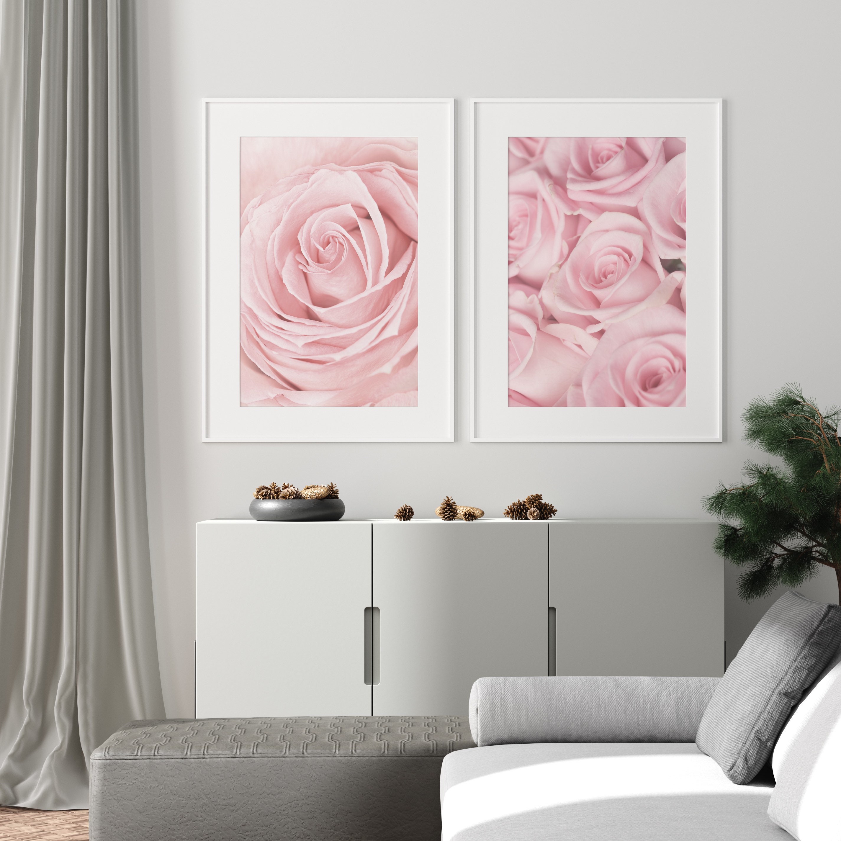 Pink Rose Set of 2 Home Decor Pink Prints Pink Roses Pink | Etsy UK