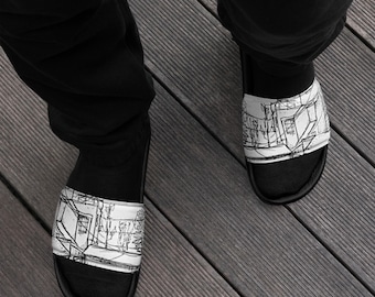 Men's Slides: Cushioned Faux Leather, Textured Footbed, Durable Stitching