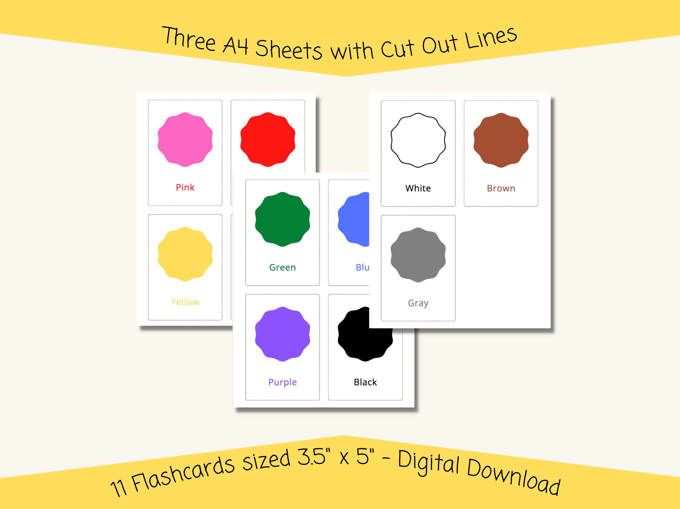 11 Colors Flashcards for Toddlers Preschool Montessori Learning ...