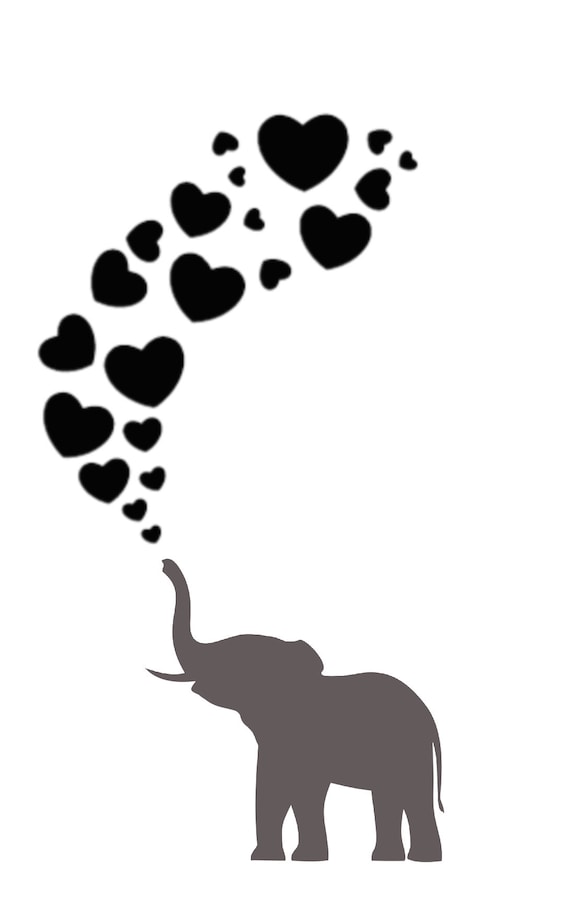 Elephant and heart SVG | Etsy
