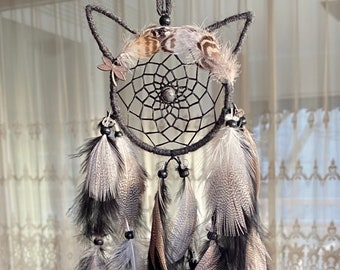 Cat Dreamcatcher, Dreamcatcher for Car, Cat Lover Gift, Rear View Mirror Charm, Car Accessory, Cute Kitten Gift, Mini Car Hanging