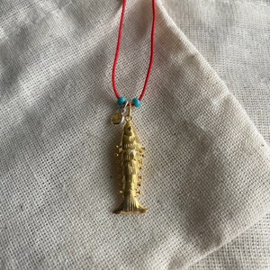925 Sterling Silver Fish Necklace, Red String Necklace, Gold Fish Necklace, Minimal Red Necklace, Fish Lover Necklace, Fish Lover Gift